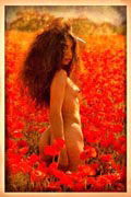 Idoia in the field of poppies